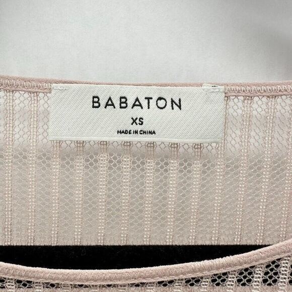 NWT Aritzia Babaton Humbert Blouse Womens XS‎ Sheer Lace Mesh Pink Coquette Boho - Picture 5 of 12